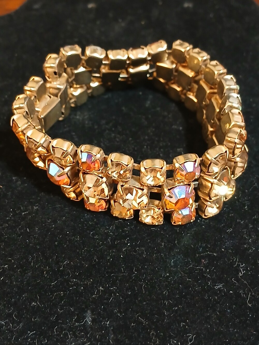 Vintage Aurora Borealis Rhinestones Crystal Bracelet